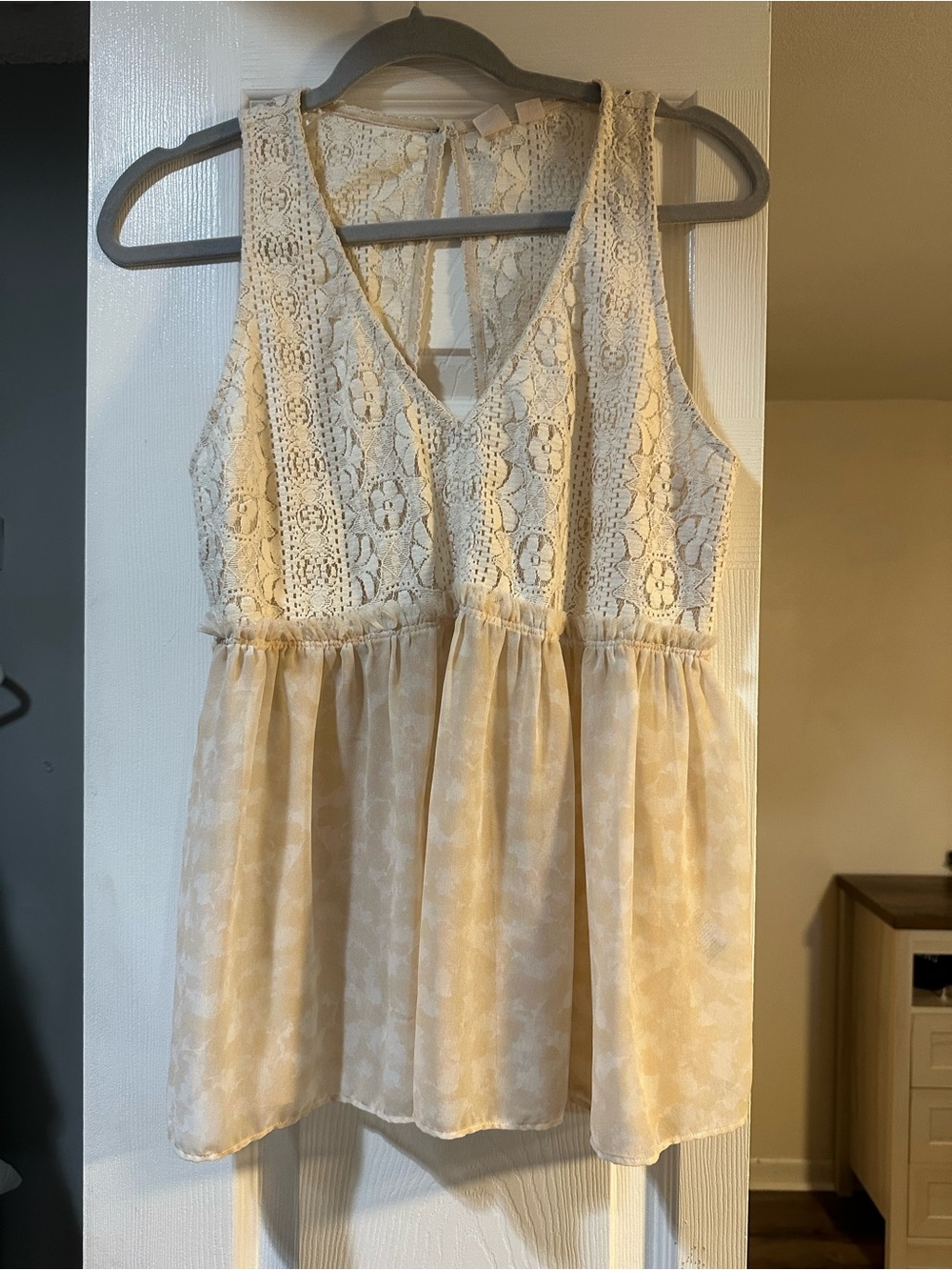 Melrose and Market Cream Lace Peplum Top